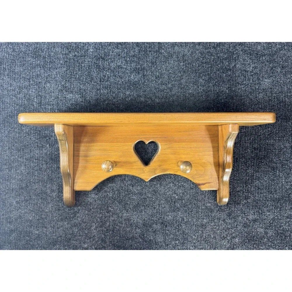 Wood N Creations Wall Shelf Peg Rack Rustic Heart Country Farmhouse 18